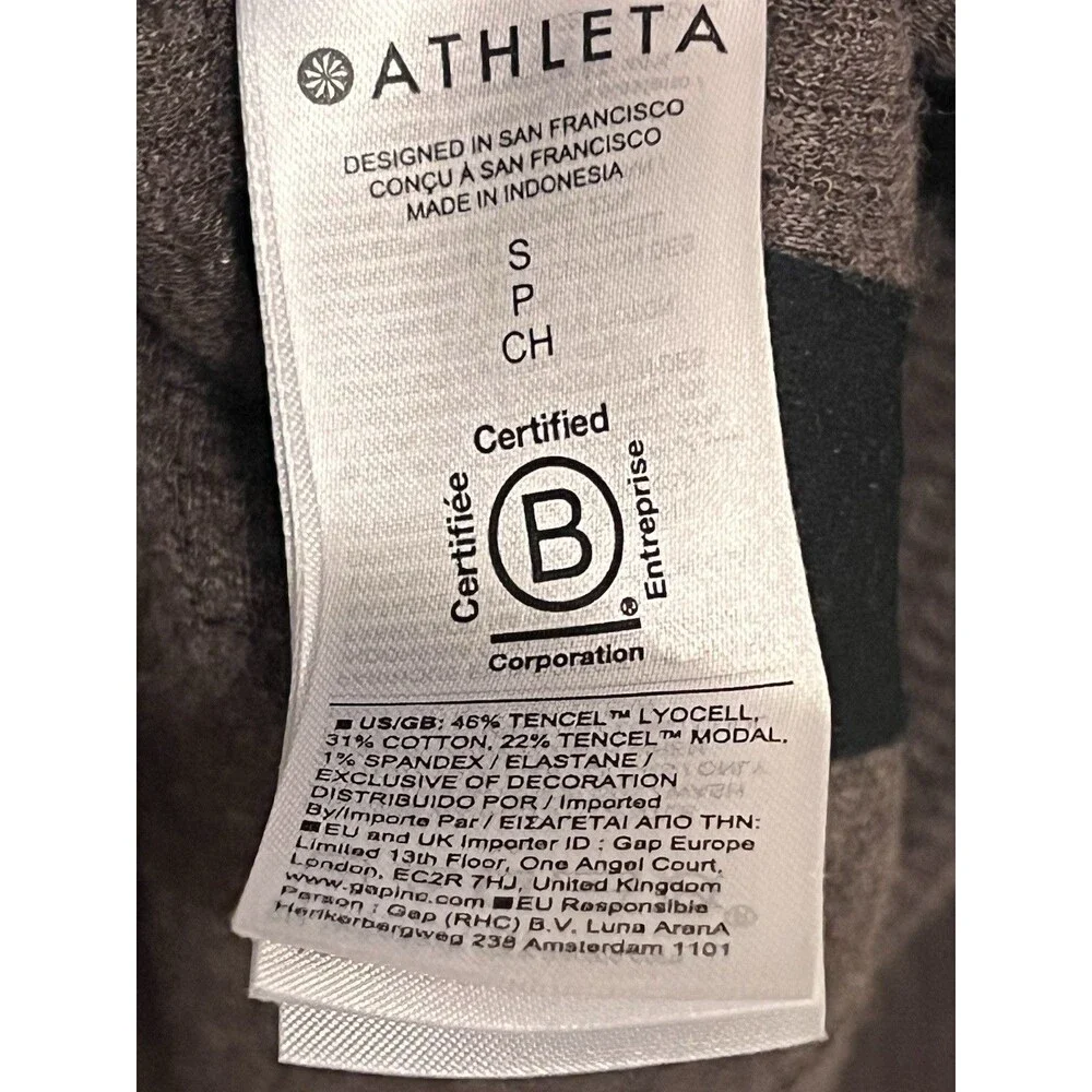 ATHLETA Chocolate Heather Tranquil Waffle Knit 1/2 Zip Crop Sweatshirt Active S - Picture 9 of 10